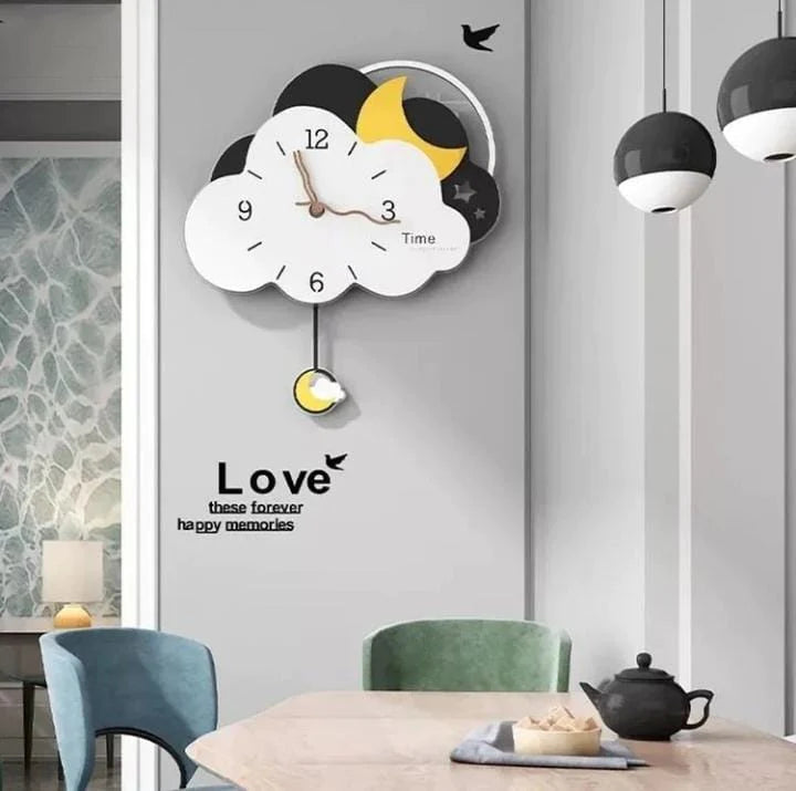 Acrylic Cloud Wall Clock With Pendulum
